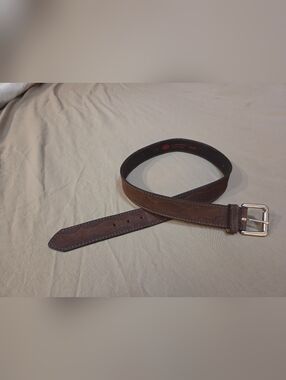 Dickies Brown Leather Belt with Polished Silver Buckle